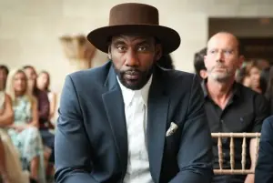 Amar'e Stoudemire in a wide-brim hat at a fashion presentation