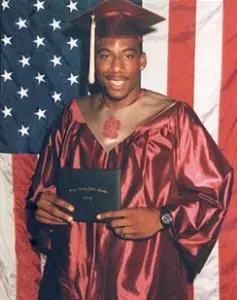 Amar'e Stoudemire in cap and gown at his high school graduation